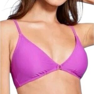 SHADE & SHORE front ring triangle purple pink bikini swim top size L 12/14 NWT